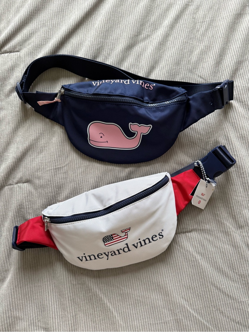 Vineyard Vines Navy & White Fanny Pack with Red Accent